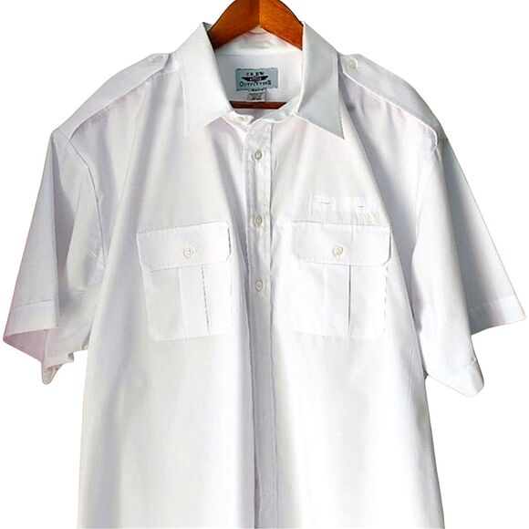 Crew Outfitters Pilot Navy Uniform Shirt Short Sleeve Epaulets Sz 2XL 18.5 S/S - Picture 8 of 11